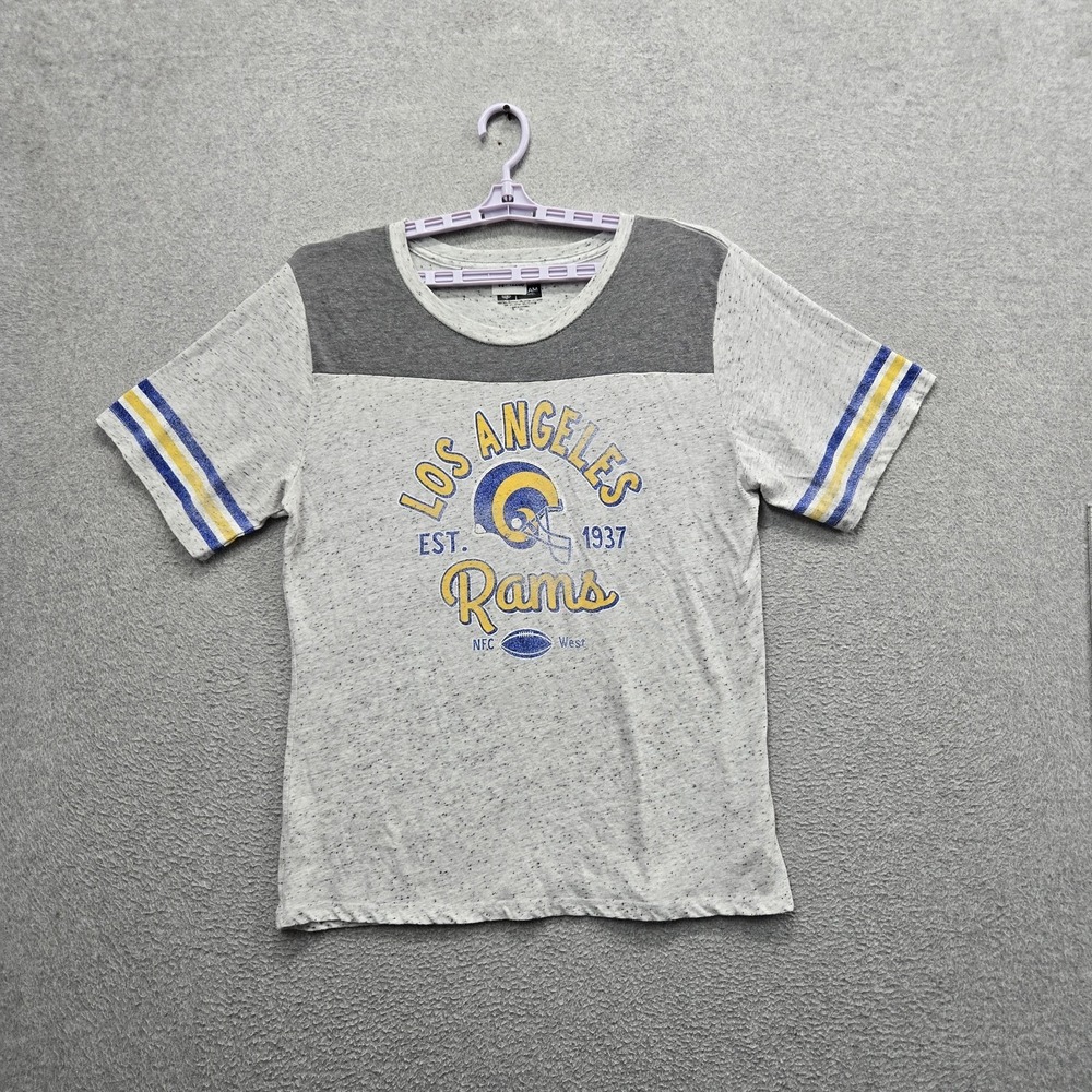 Los Angeles Rams Women Shirt 2XL Gray Ringer NFL Team Apparel Activewear Logo